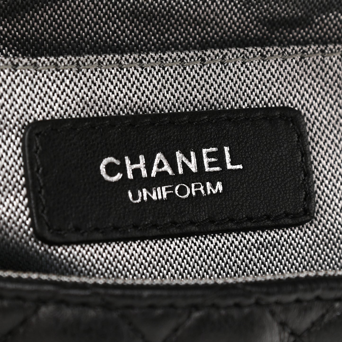 Calfskin Quilted CC Uniform Flap Belt Bag Black