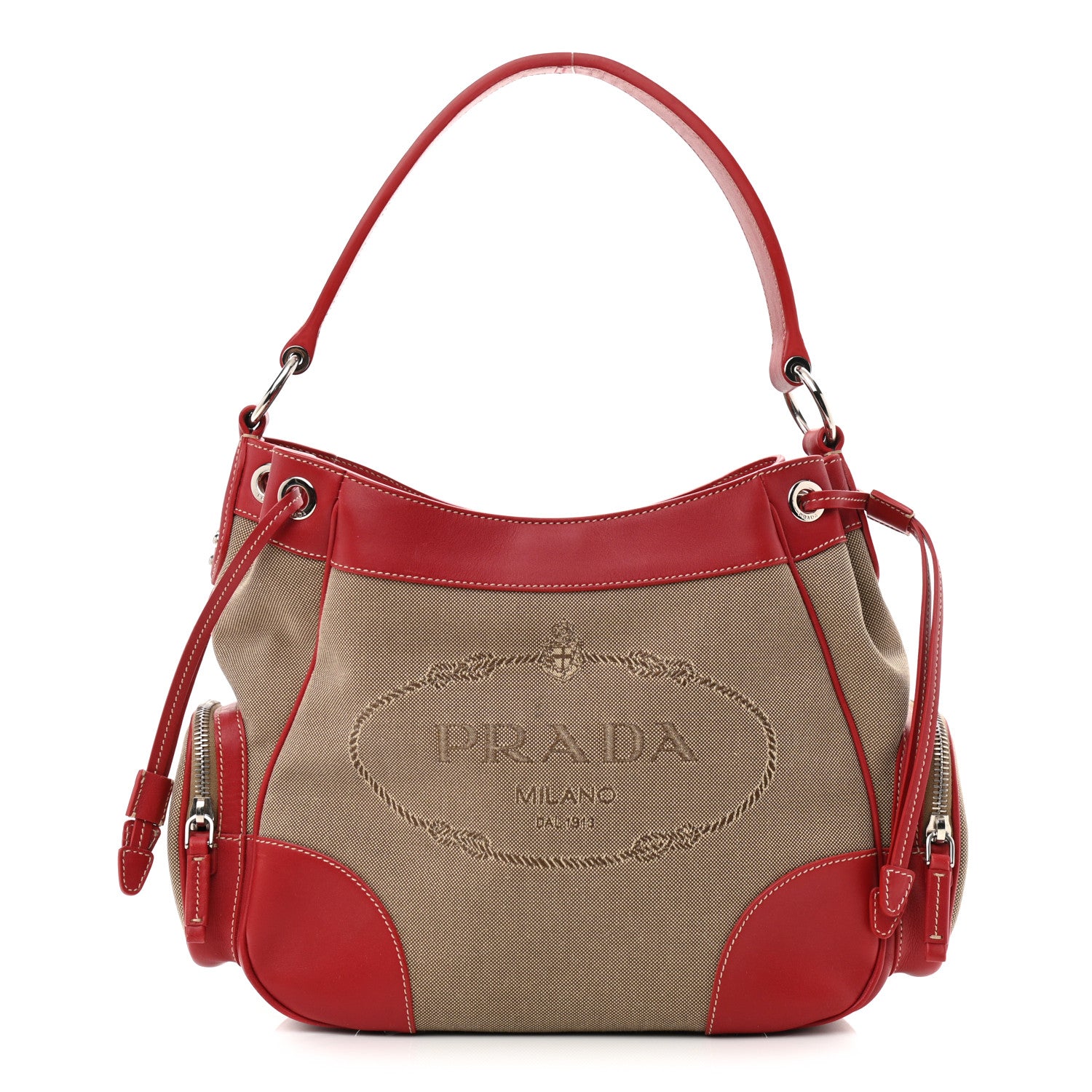 Prada Jacquard Logo Hobo Corda Rosso 1 of 10