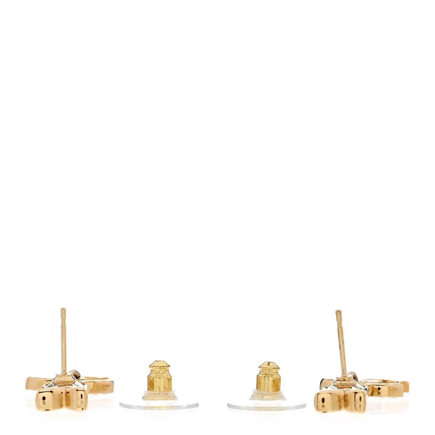Metal Crystal CC Fish Drop Earrings Gold