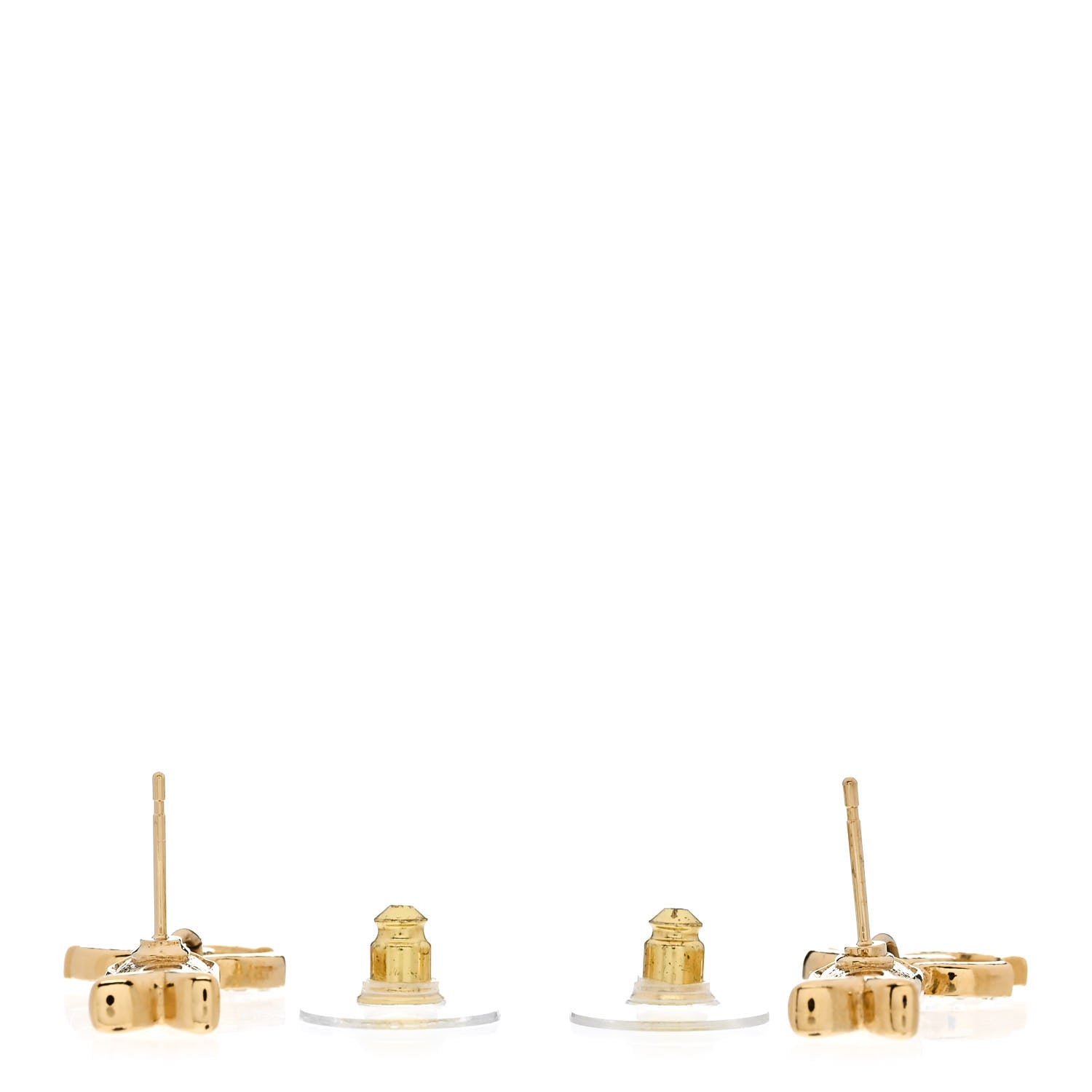 Chanel Metal Crystal CC Fish Drop Earrings Gold 3 of 5