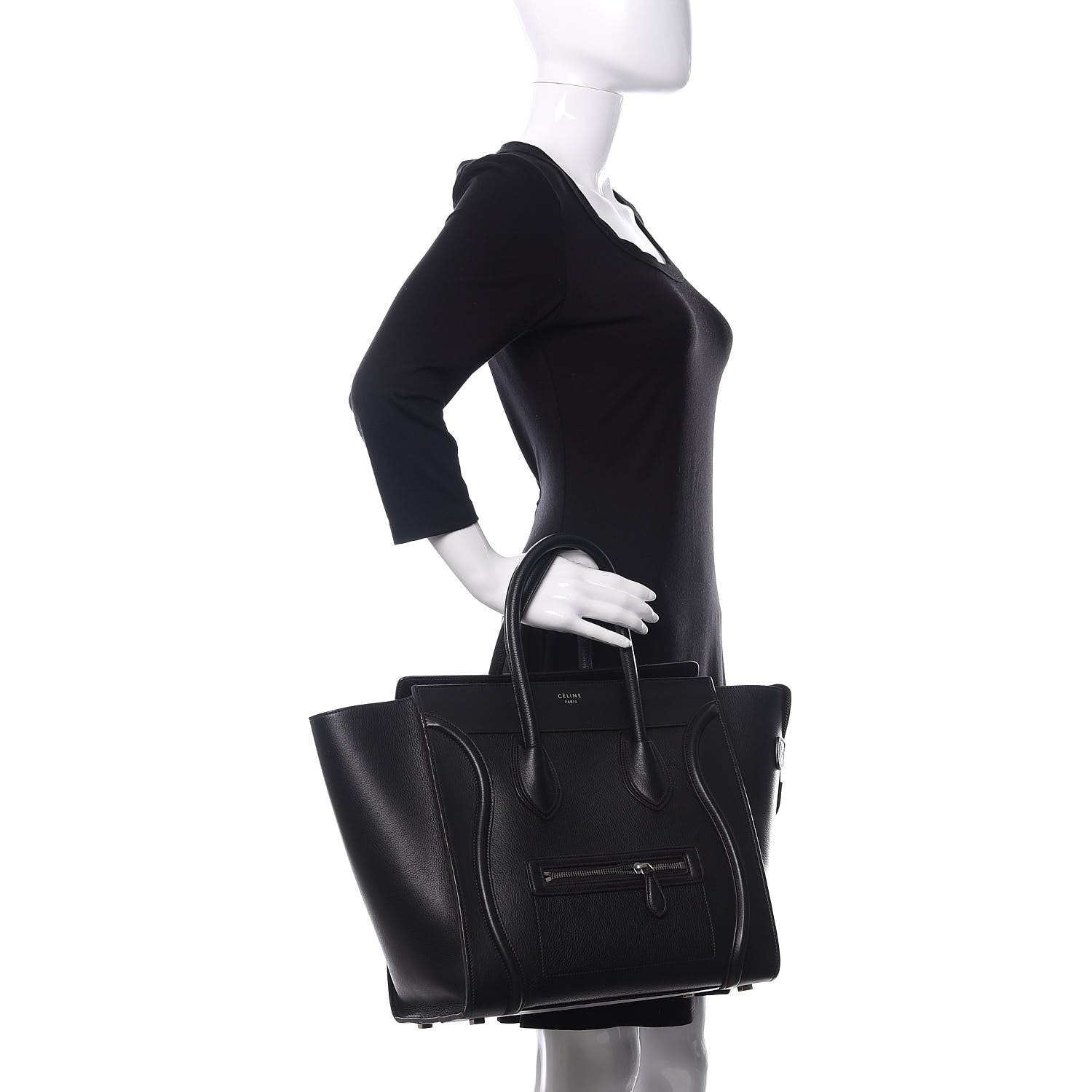 Celine Drummed Calfskin Mini Luggage Black 2 of 13