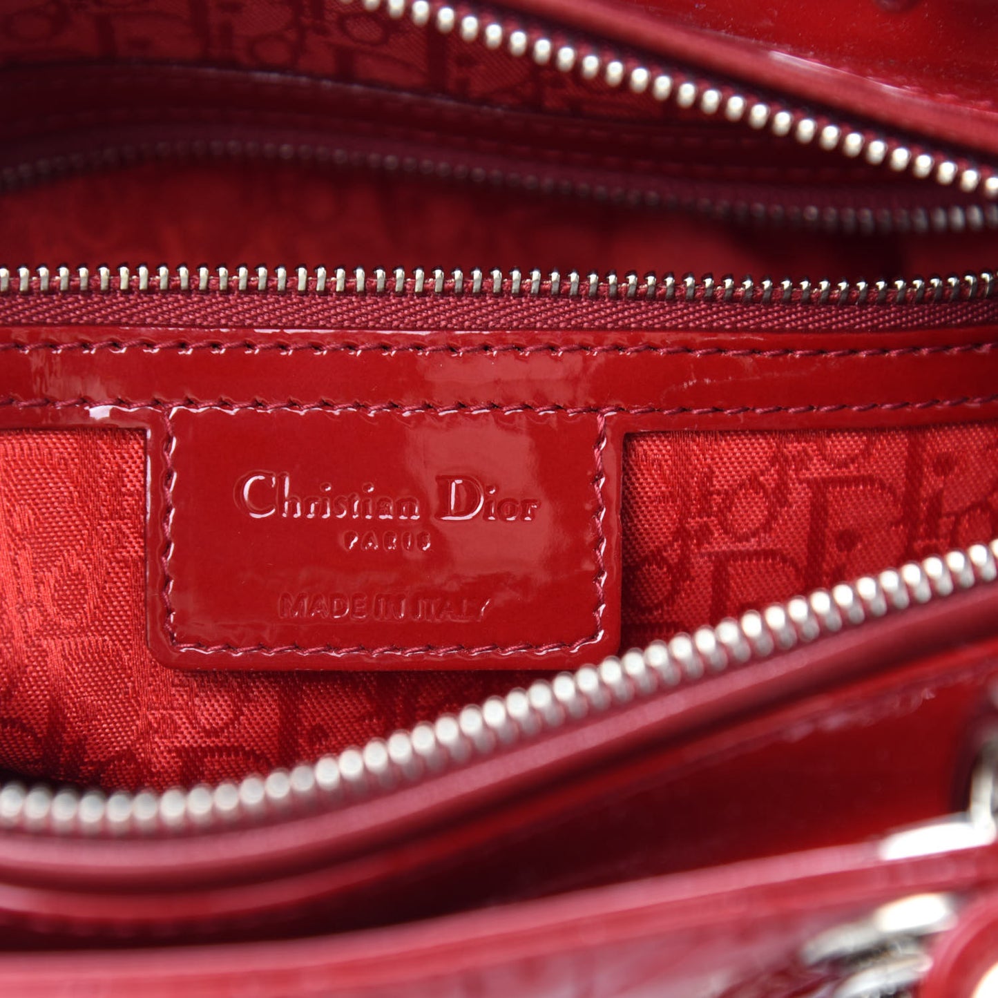 Patent Cannage Large Lady Dior Red