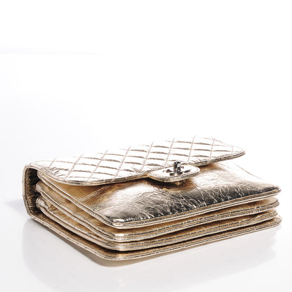 Chanel Metallic Crackled Calfskin Medium Clam's Pocket Flap Gold 4 of 8
