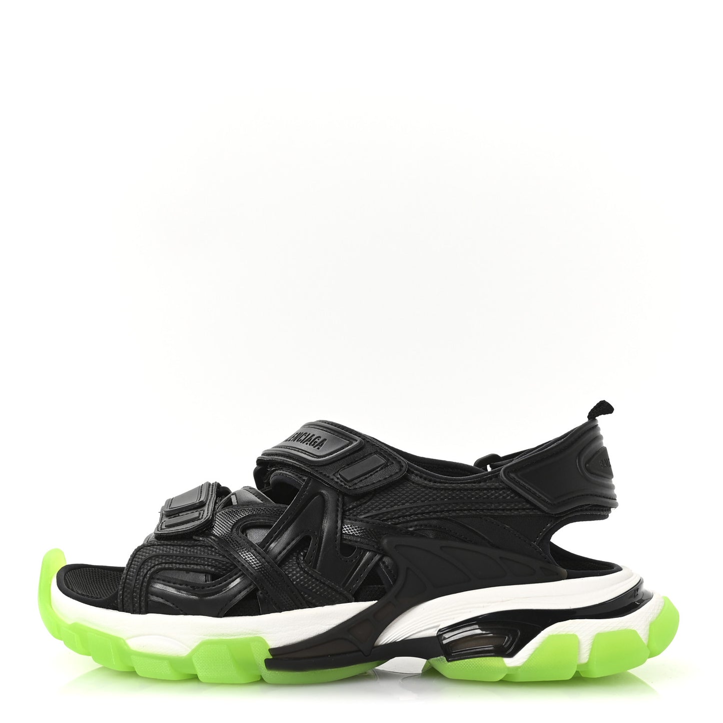 Neoprene Rubber Clear Sole Mens Track Sandals 41 Black White Fluo Green