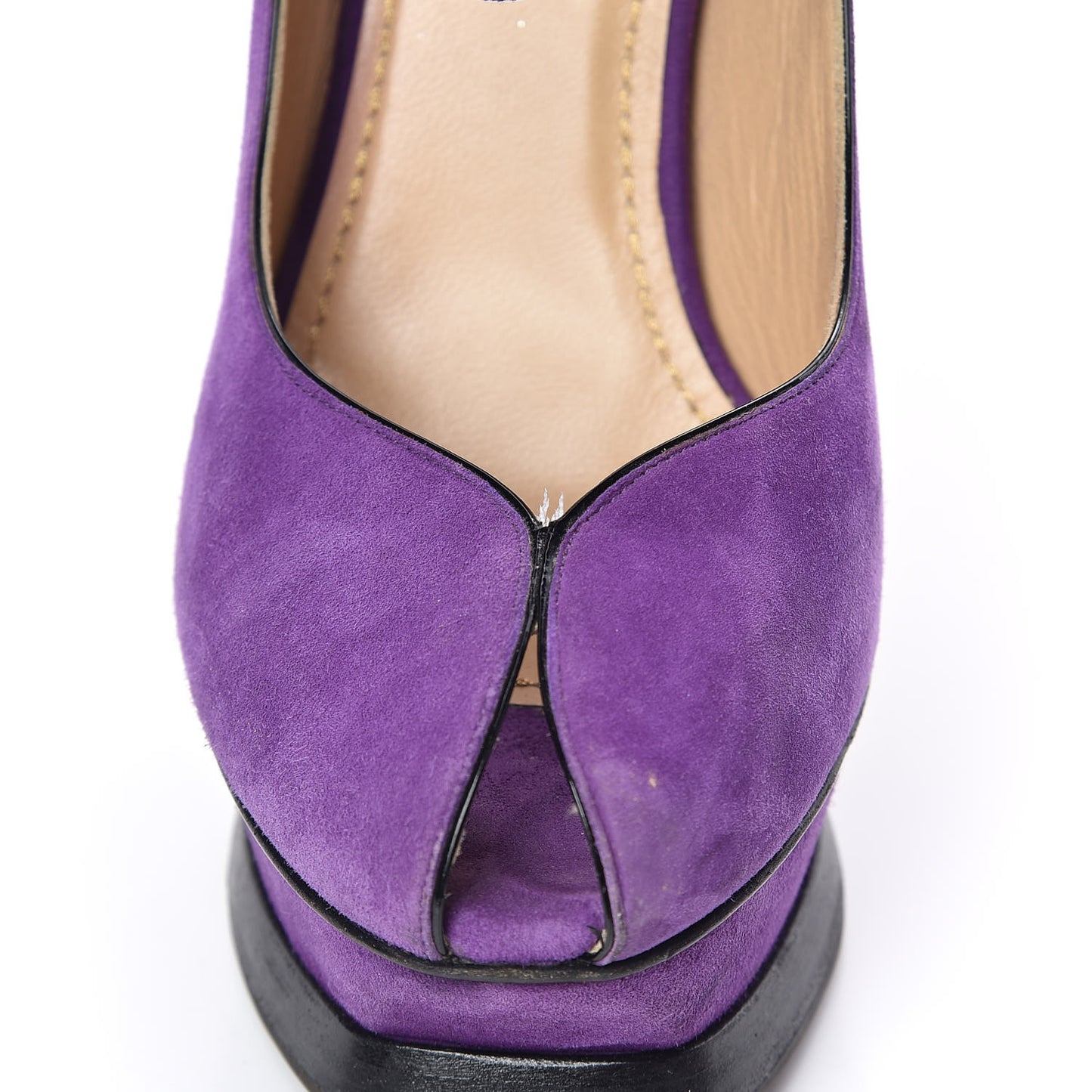 Kid Scamosciato Tribute 105 Platform Mary Jane Peep Toe Pumps 36 Viola