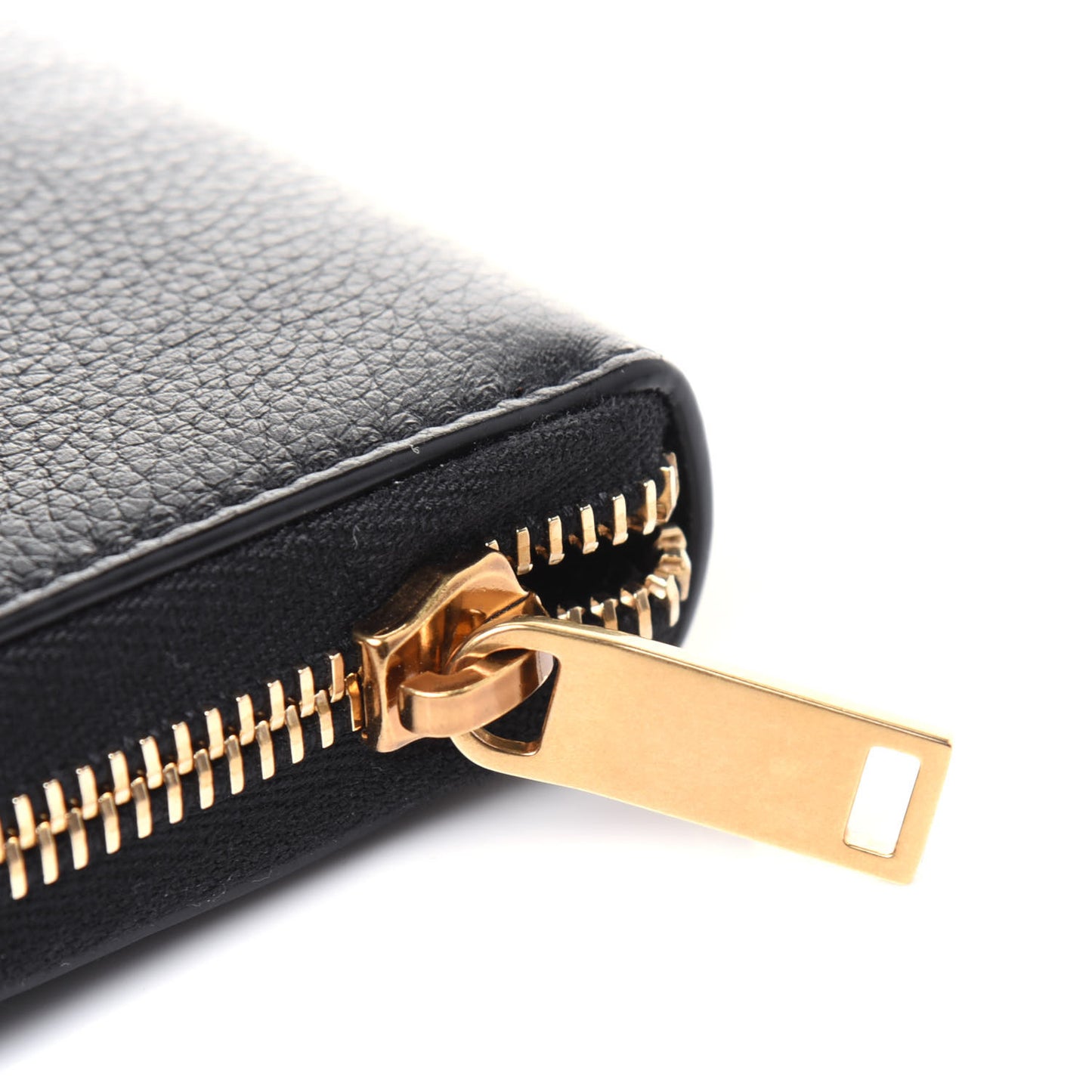 Grained Calfskin Zip Around Wallet Black