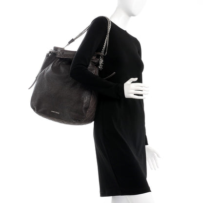 Jimmy Choo Lizard Embossed Large Boho Biker Hobo Quartz 3 of 11