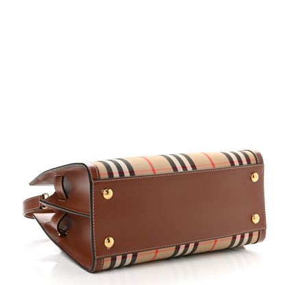 Burberry Calfskin Vintage Check Mini Two Handle Title Bag Archive Beige 4 of 9