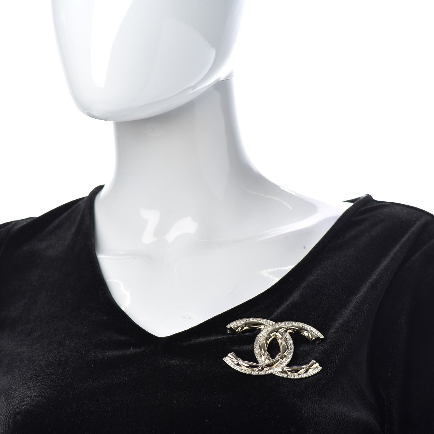 Chanel Baguette Crystal Quilted Vintage Allure CC Brooch Gold 2 of 4