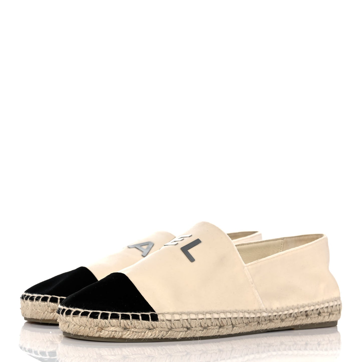 Velvet Logo Espadrilles 42 Ivory Black