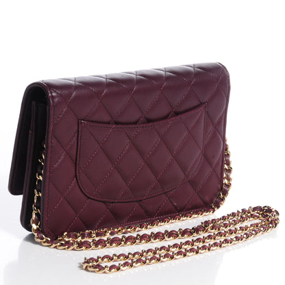 Chanel Lambskin Quilted Wallet On Chain WOC Bordeaux 3 of 9