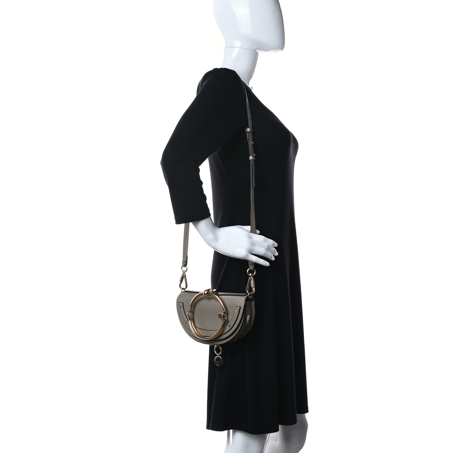 Chloe Calfskin Small Nile Bracelet Minaudiere Bag Motty Grey 2 of 11