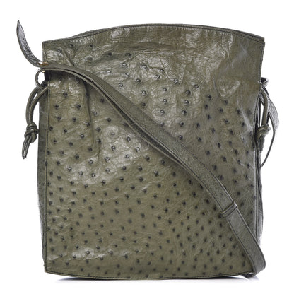 Loewe Ostrich Drawstring Flamenco Shoulder Bag Green 1 of 11