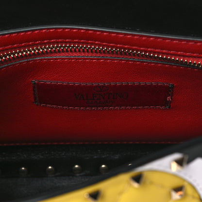 Valentino Garavani Lambskin Medium Moon And Stars Rockstud Spike Shoulder Bag White Yellow Pink 7 of 9