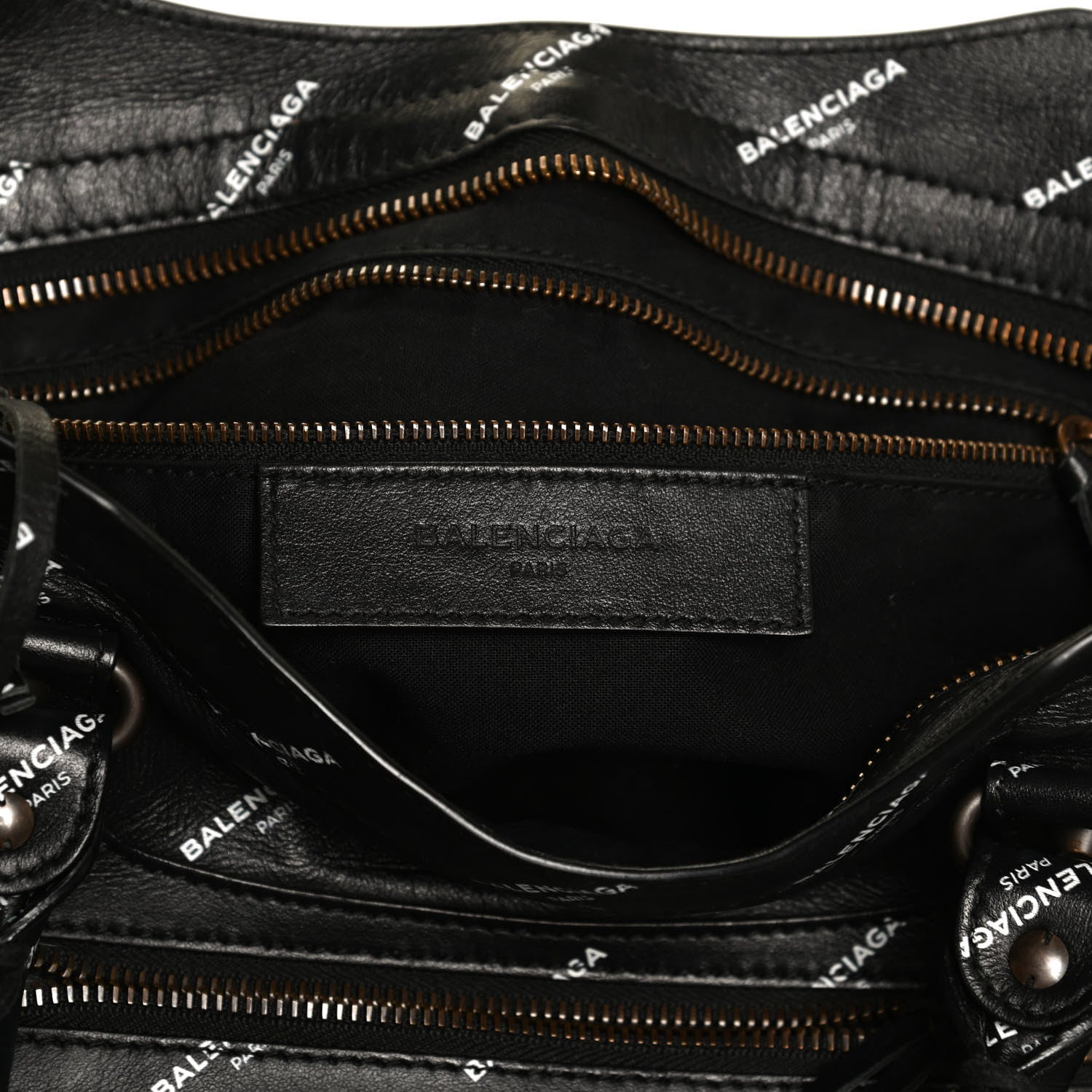 Balenciaga Veau Allover Logo Classic Hardware City Black White 6 of 12