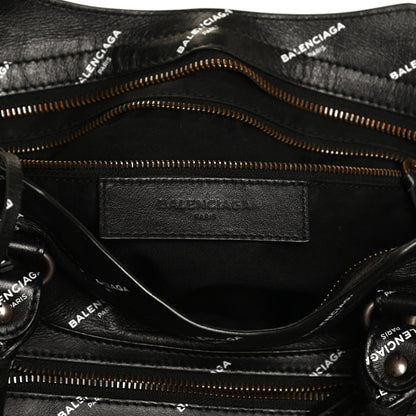 Balenciaga Veau Allover Logo Classic Hardware City Black White 6 of 12