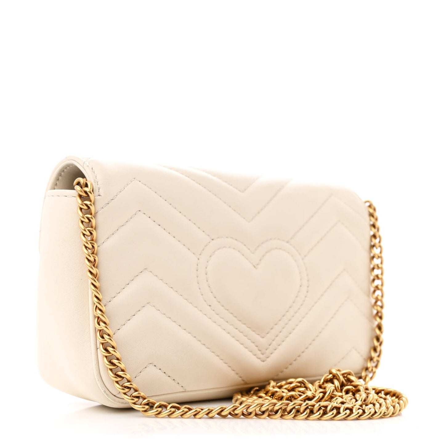 Calfskin Matelasse Super Mini GG Marmont Shoulder Bag White