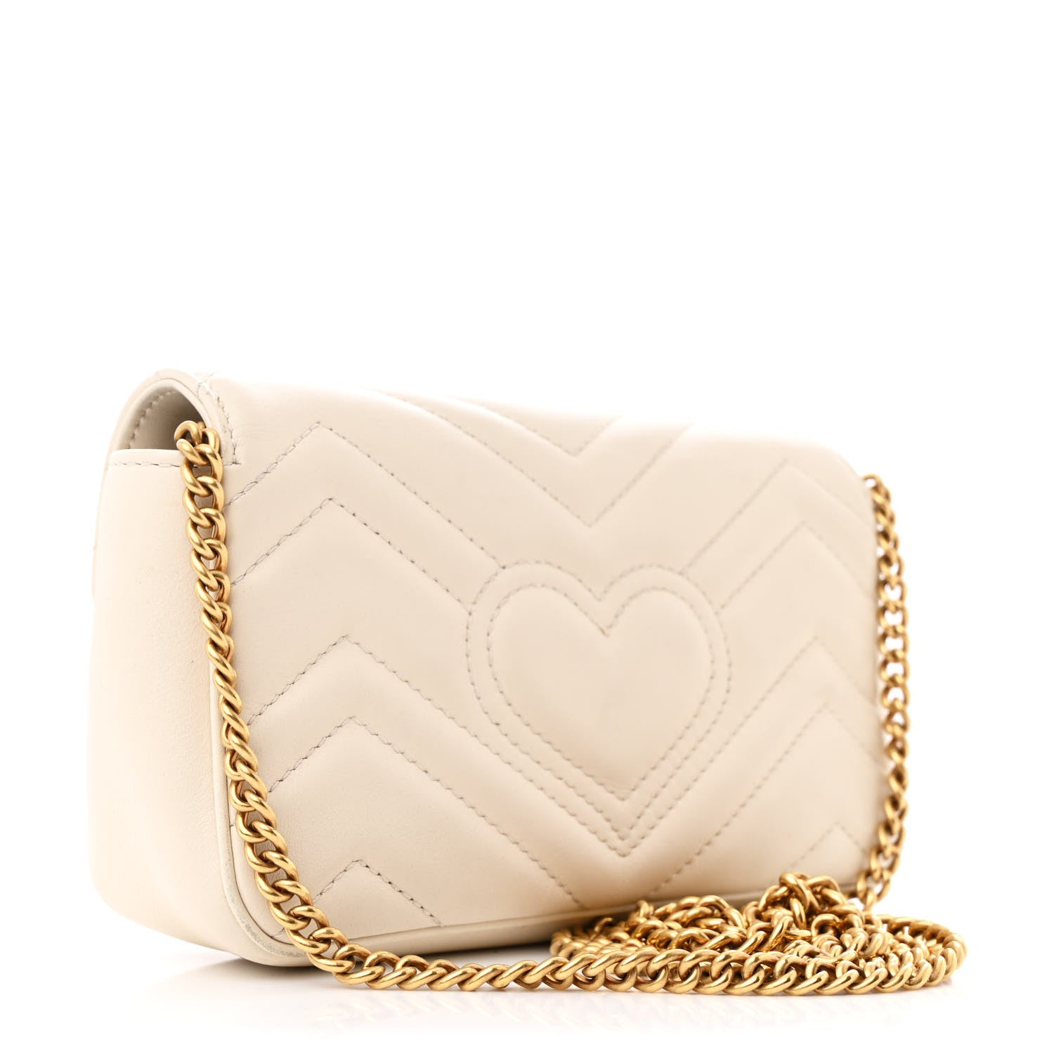 Gucci Calfskin Matelasse Super Mini GG Marmont Shoulder Bag White 3 of 11