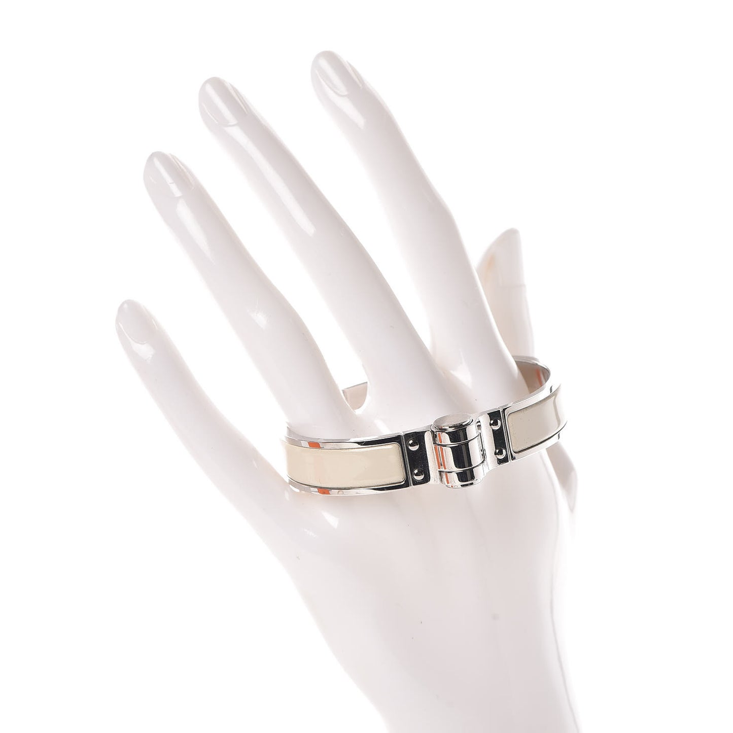 Enamel Charniere Uni Narrow Hinged Bracelet S Pannacotta