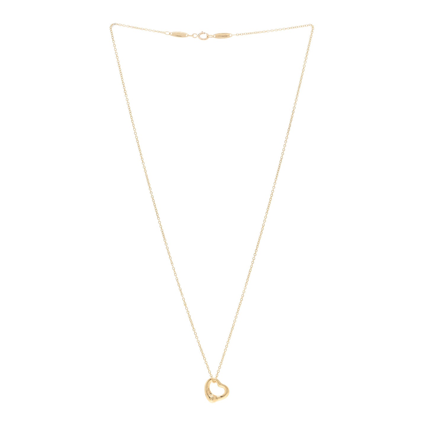 18K Yellow Gold 11mm Elsa Peretti Open Heart Pendant Necklace
