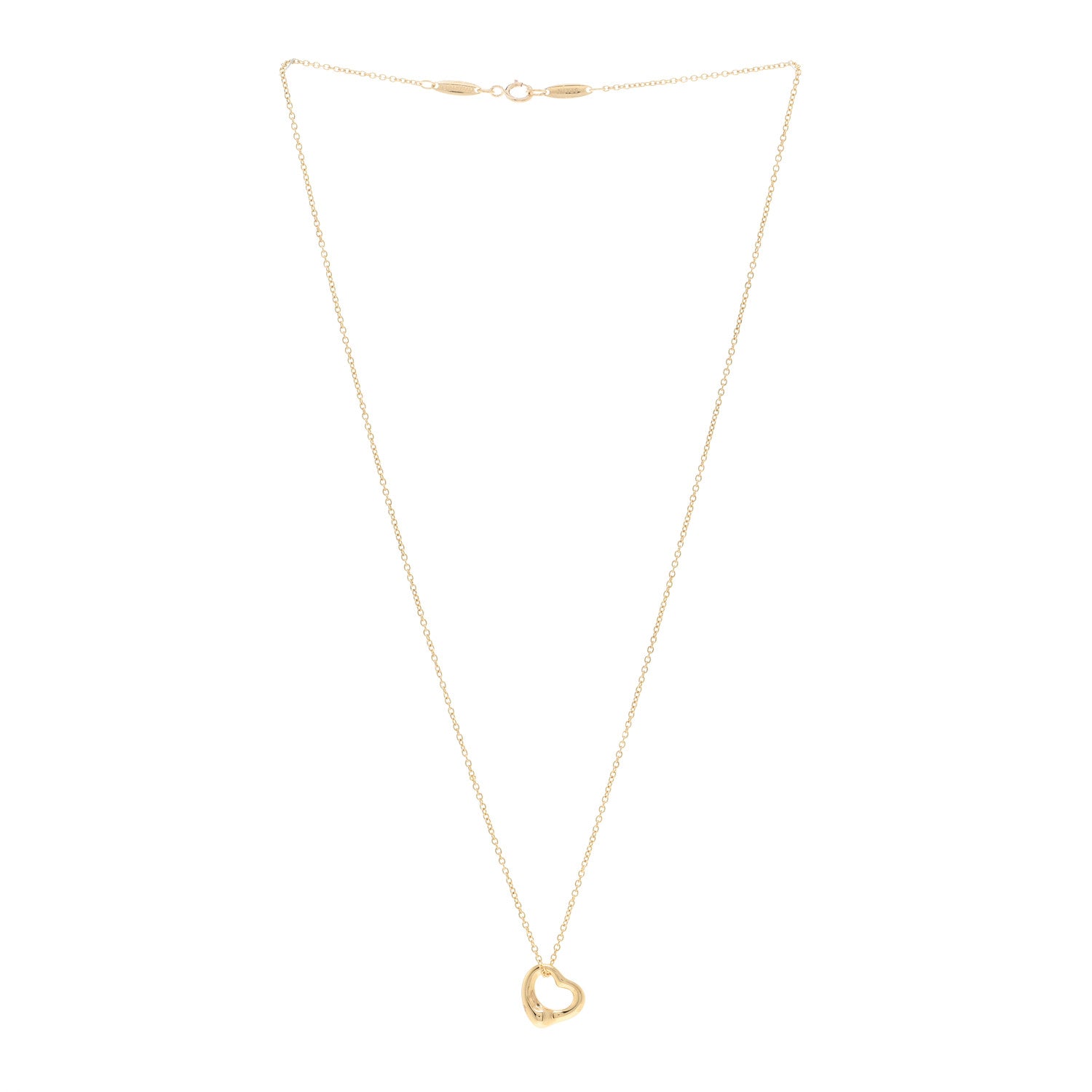 Tiffany 18K Yellow Gold 11mm Elsa Peretti Open Heart Pendant Necklace 3 of 4