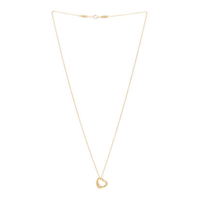 Tiffany 18K Yellow Gold 11mm Elsa Peretti Open Heart Pendant Necklace 3 of 4
