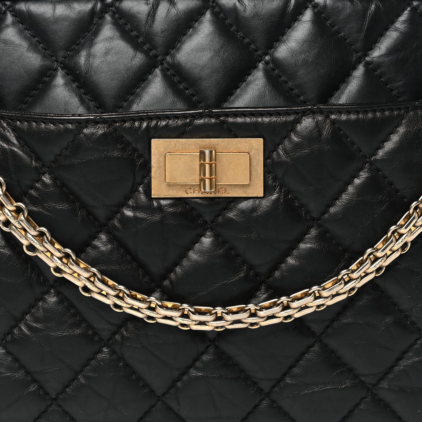 Aged Calfskin Quilted Medium Reissue Camera Case Black