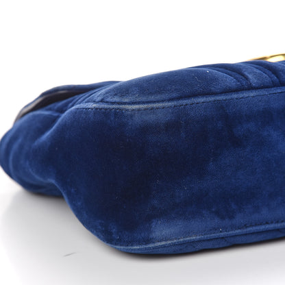 Gucci Velvet Matelasse Medium GG Marmont Shoulder Bag Cobalt Blue 5 of 14