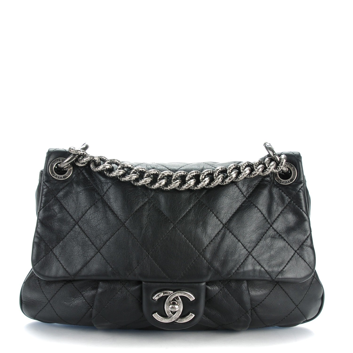 Chanel Calfskin Coco Pleats Messenger Flap Black 1 of 8