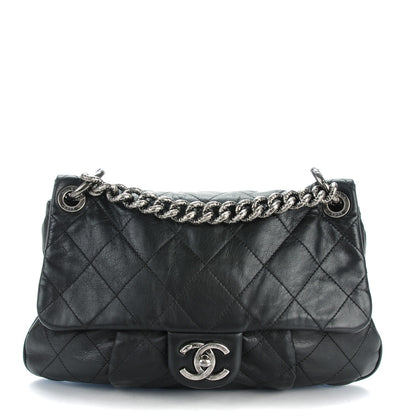 Chanel Calfskin Coco Pleats Messenger Flap Black 1 of 8