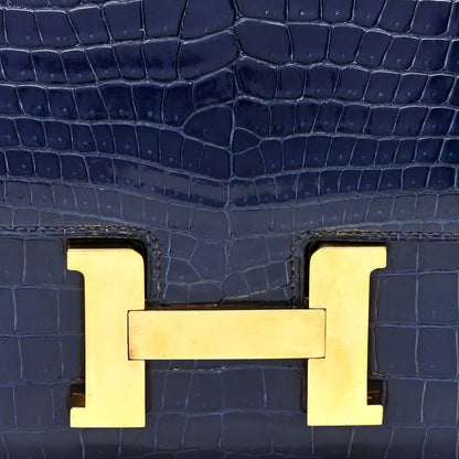 Hermes Shiny Porosus Crocodile Constance 23 Bleu Saphir 7 of 9