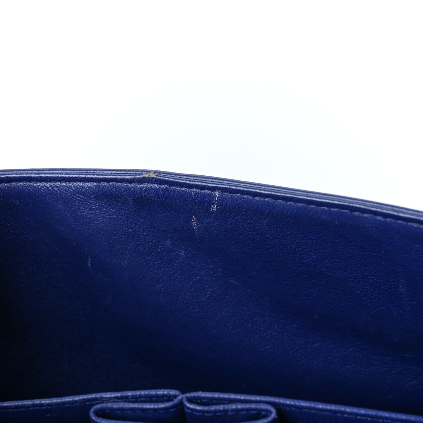 Lambskin Chevron Quilted Medium Double Flap Blue