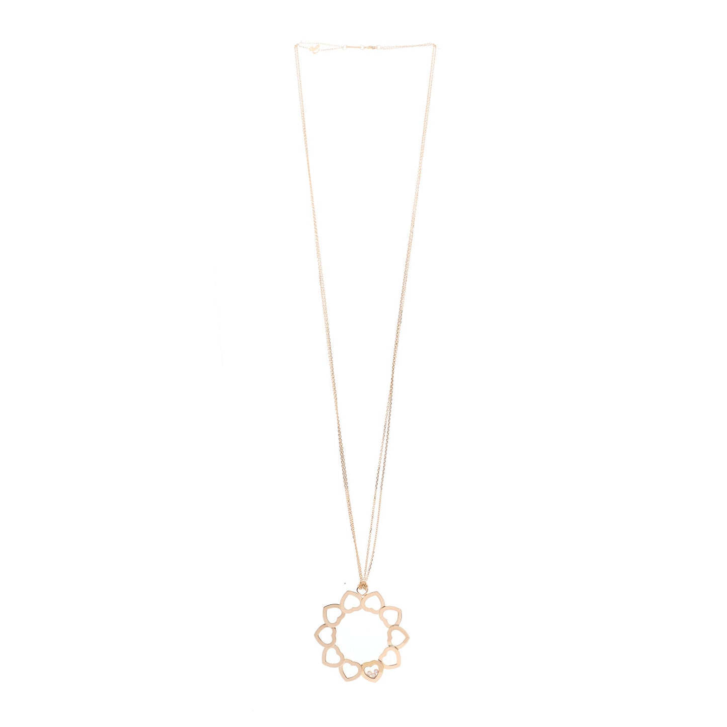 18K Rose Gold Diamond Happy Hearts 10 Hearts Pendant Necklace
