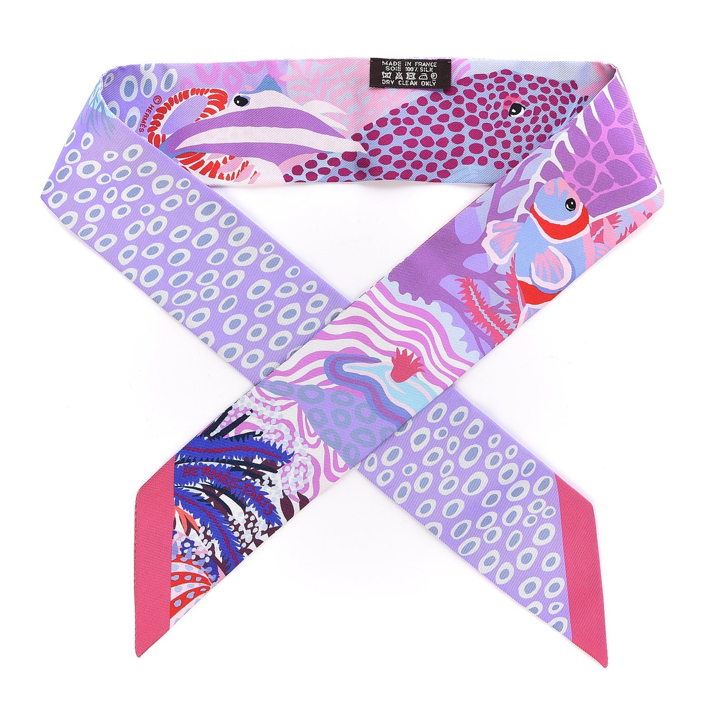 Silk Under The Waves Twilly Framboise Parme Rouge