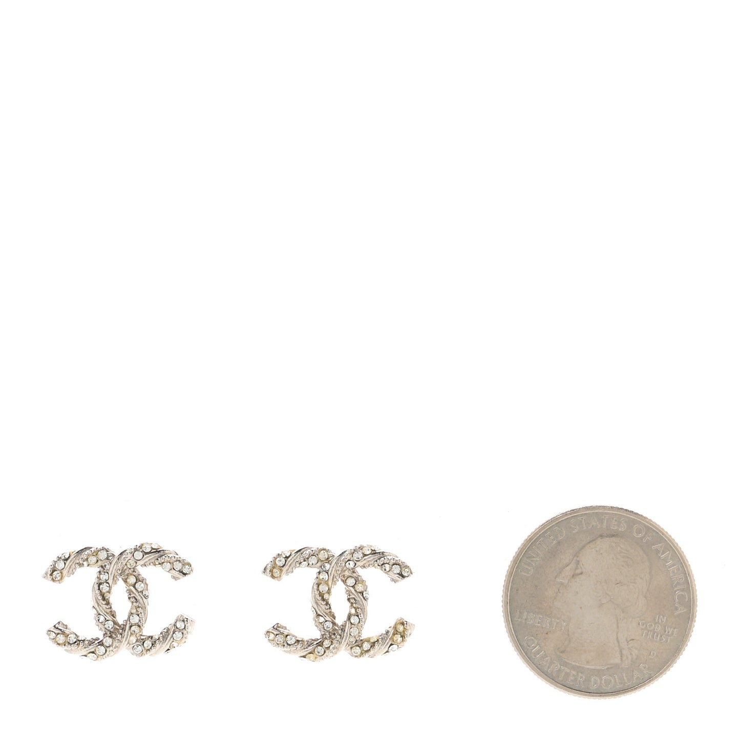Crystal Twisted CC Earrings Silver