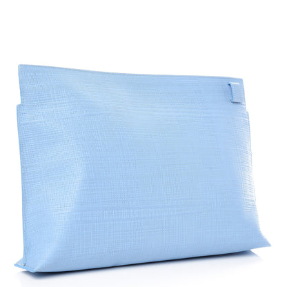 Loewe Calfskin Linen Embossed Large T Pouch Light Blue 3 of 8