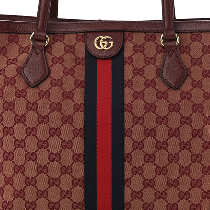 Gucci Monogram Textured Dollar Calfskin Web Medium Ophidia Shopping Tote Sahara Rubino Chardonnay 8 of 10