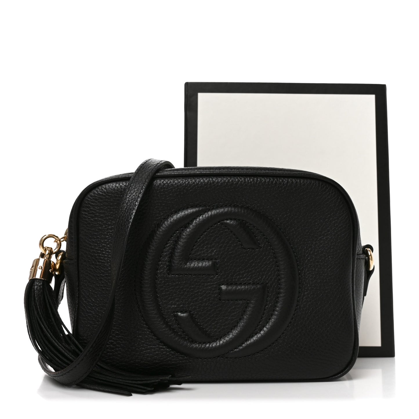 Pebbled Calfskin Small Soho Disco Bag Black
