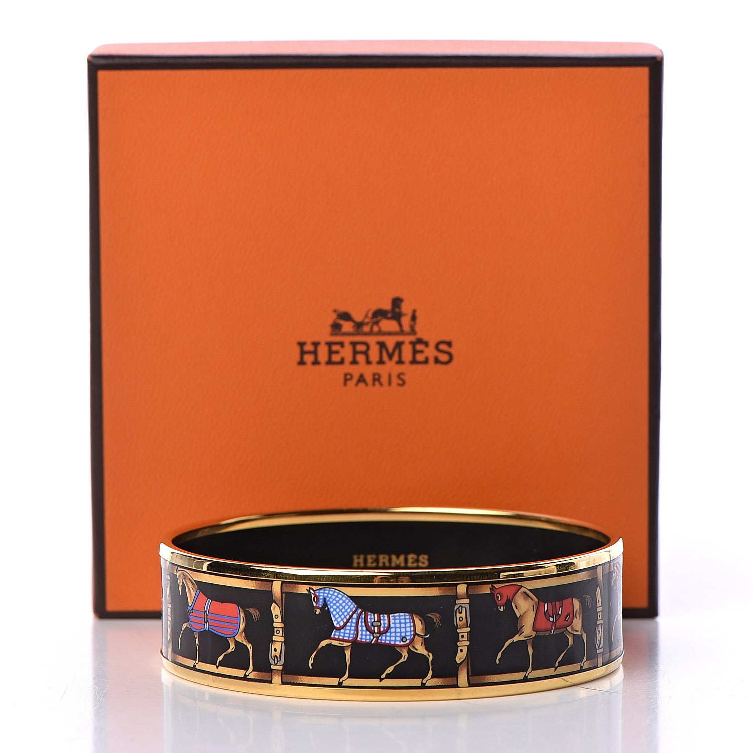 Hermes Enamel Printed Tenues Et Couvertures Wide Bracelet 70 6 of 6