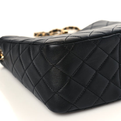 Chanel Lambskin Quilted Small Pearl Crush Hobo Black 8 of 10