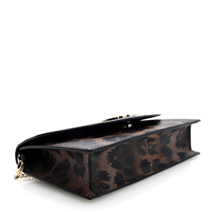 Christian Louboutin Calfskin Kitty Print Loubi54 Crossbody Clutch Brown Gold 4 of 9