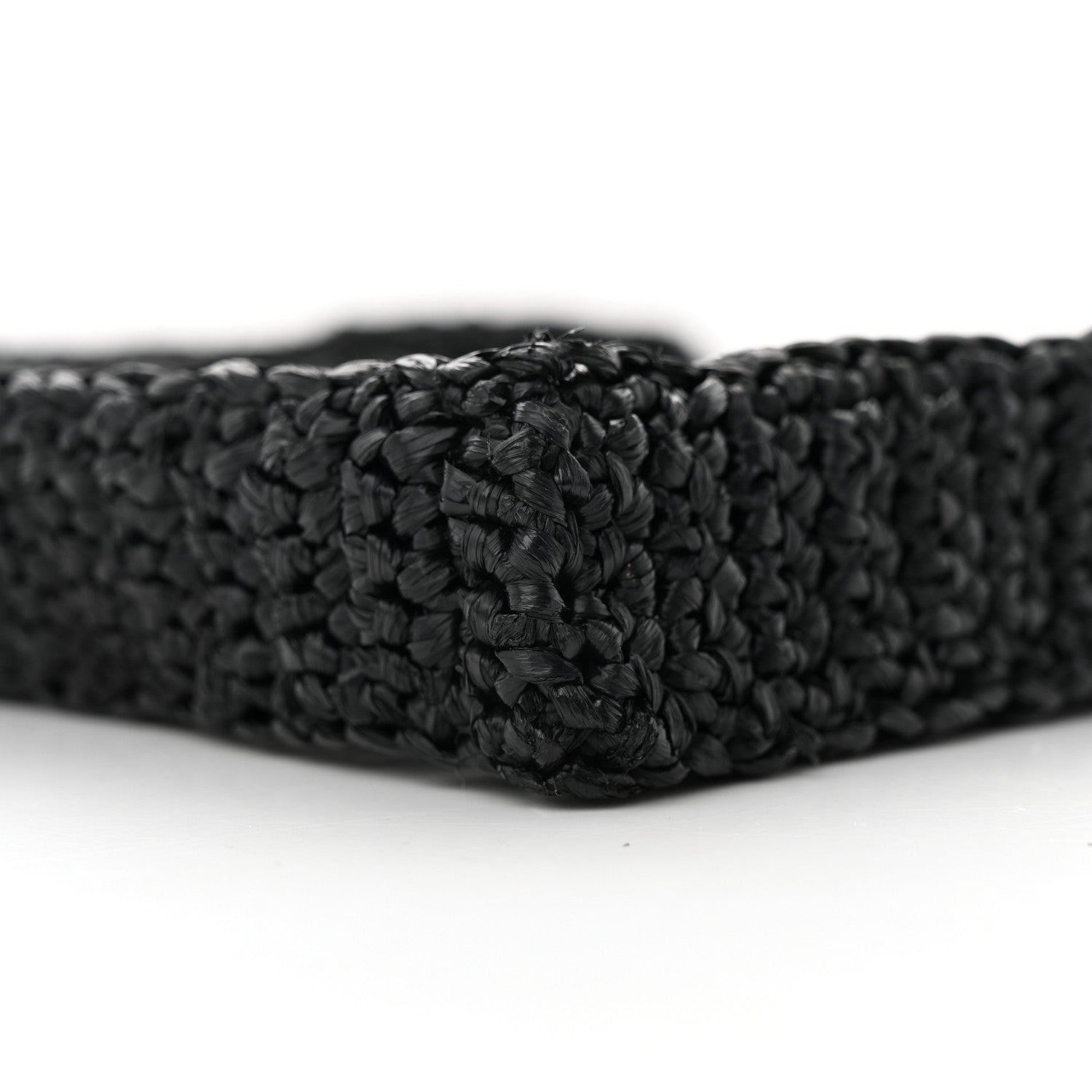 Prada Yarn Raffia Effect Crochet Logo Embroidered Tote Bag Black 10 of 12