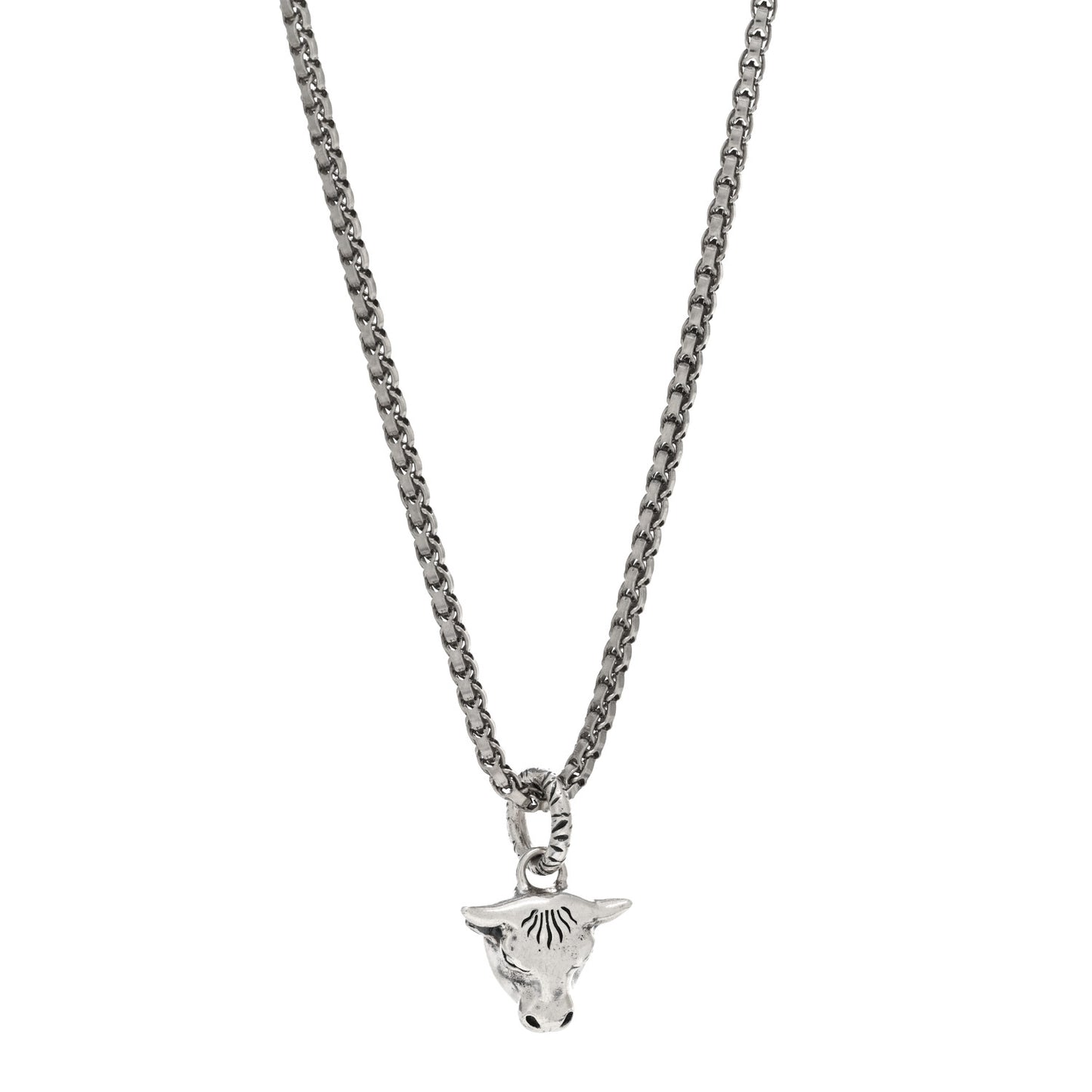 Sterling Silver Anger Forest Bull Head Necklace