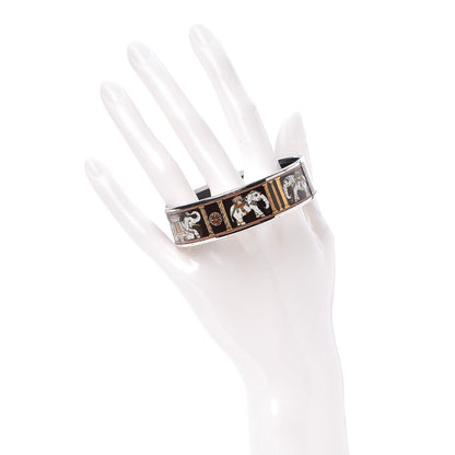 Hermes Enamel Printed Elephant Torana Wide Bracelet 65 Black 2 of 6