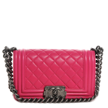 Chanel Lambskin Quilted Small Boy Flap Dark Pink 1 of 10