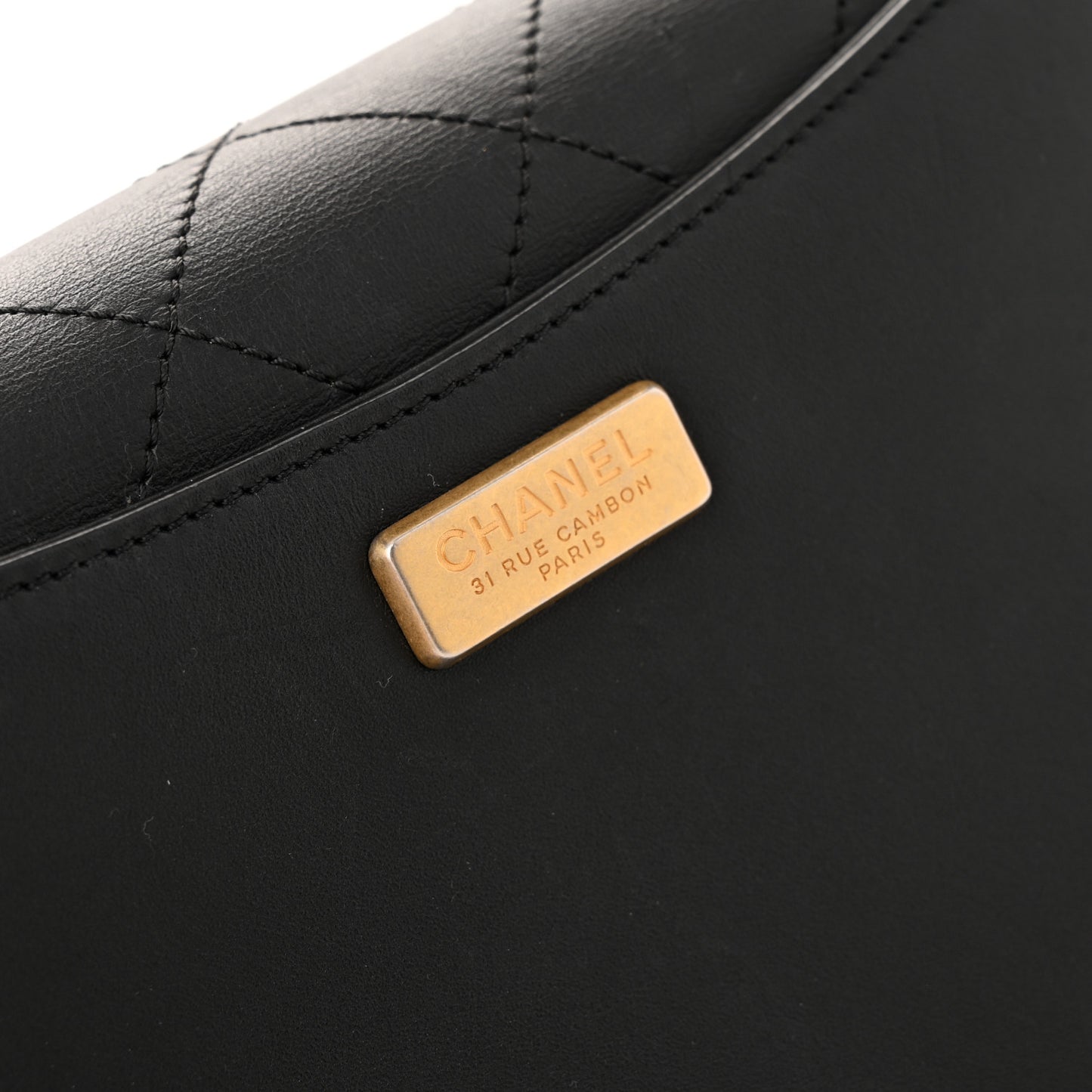 Calfskin Stitched Flap Black