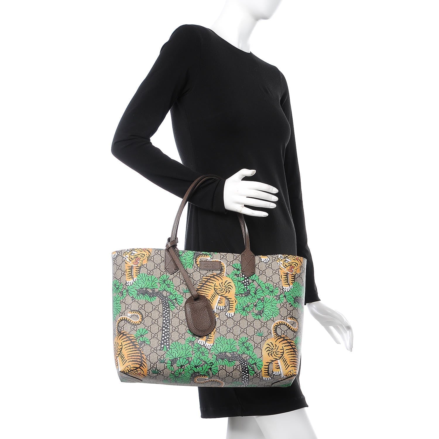 Gucci GG Supreme Monogram Bengal Medium Shopping Tote Beige Yard 2 of 7