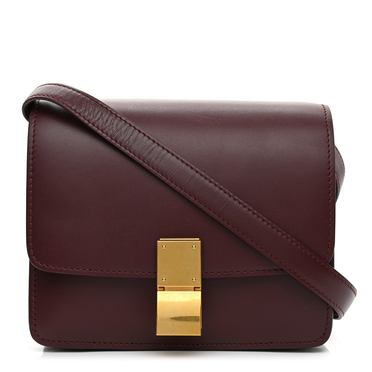Celine Box Calfskin Small Classic Box Flap Bag Burgundy 1 of 8