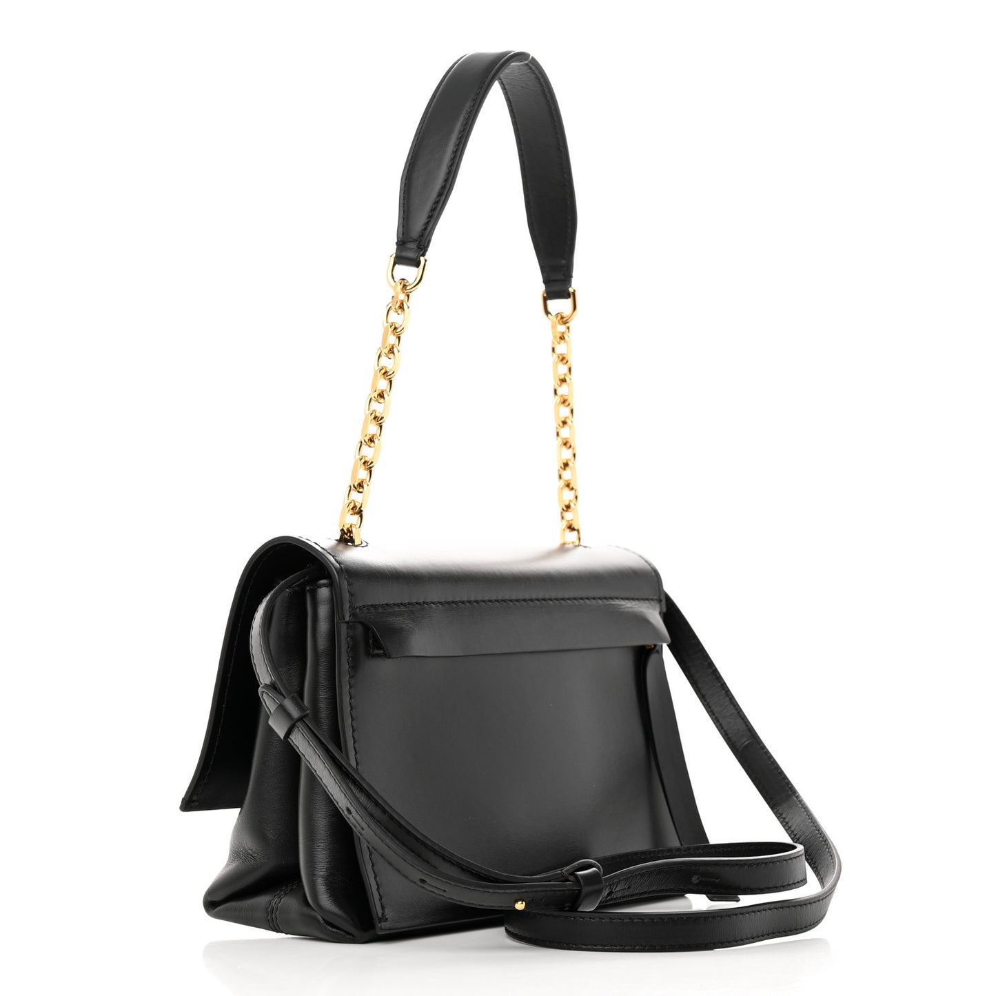 Calfskin Binder Clip Bag Black