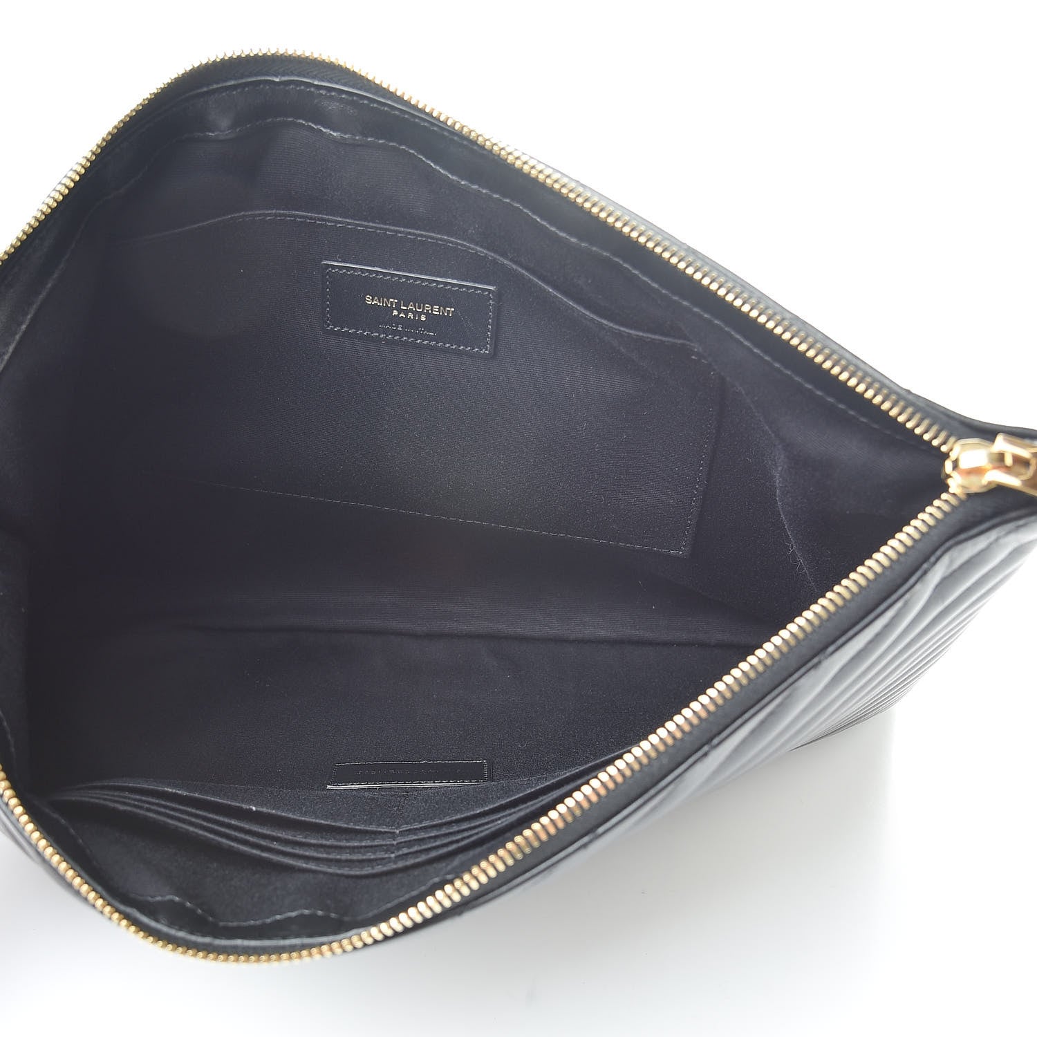 Saint Laurent Calfskin Matelasse Chevron Monogram Document Holder Black 5 of 7